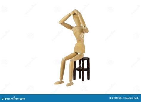 wooden female doll  action stock photo image  thinking anatomy