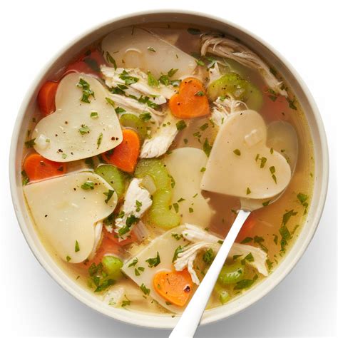 chicken soup  heart shaped noodles  carrots rachael ray  season