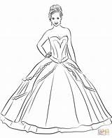 Coloring Quinceanera Dress Pages Quinceañera Drawing Printable Fashion sketch template