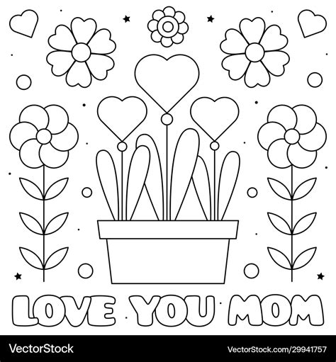 love  mom coloring page royalty  vector image