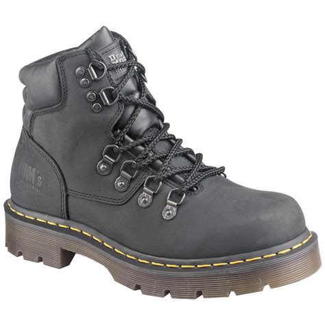 mens dr martens   industrial greasy hiker boots black  hiking boots shoes