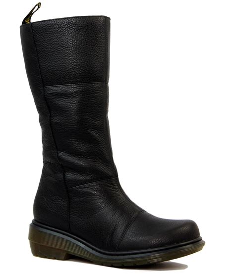 dr martens charla calf zip retro boots  black