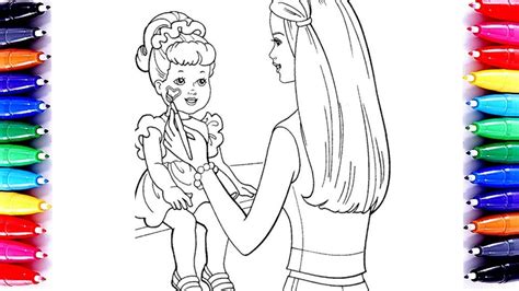 barbie painting chelsea coloring book pages  kids learn color