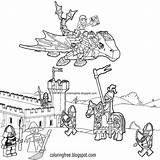 Lego Coloring Pages Castle Dragon Kids Printable Middle Ages Getcolorings Color Sizable Lovely sketch template