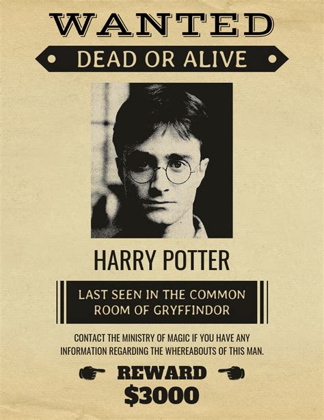 harry potter wanted poster template  nismainfo