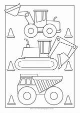 Digger Baustelle Vehicles Coloriage Pelleteuse Bastelarbeiten Kolorowanki sketch template