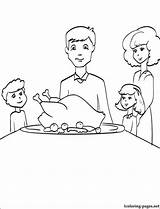 Family Dinner Coloring Pages Drawing Thanksgiving Printable Getcolorings Getdrawings sketch template