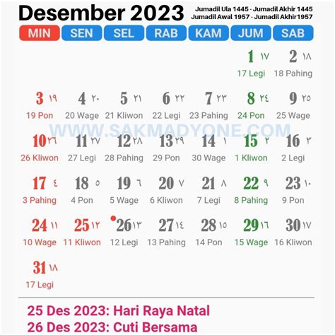 kalender jawa desember  lengkap  weton sakmadyonecom