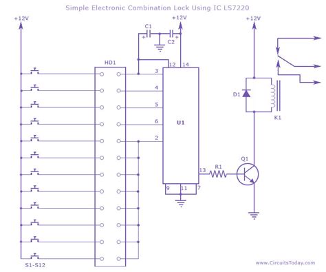 electronic combination lock circuit