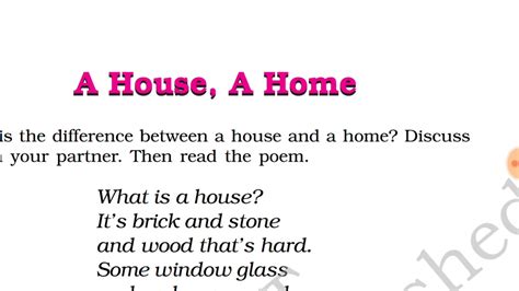 class   housea home poem  questions answers full explaination