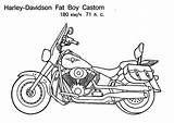 Harley Davidson Coloring Pages Motorcycle Fat Fatboy Print Boy Motorcycles Drawing Colouring Adult Drawings Book Boys Pyrography sketch template
