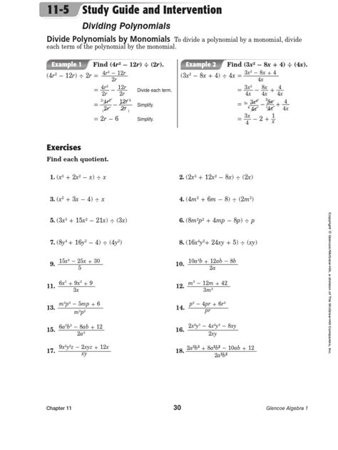 dividing polynomials worksheet answers