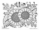 Coloring Fall Autumn Printable Pages Adult Adults Color September Leaves Flowers Kids Sheets Sunflowers Grown Colouring Harvest Ups Splendor Sheet sketch template