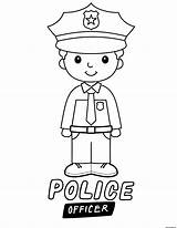 Policier Coloriage Officer Officier Jeune Cop Imprimer Helper Hat sketch template