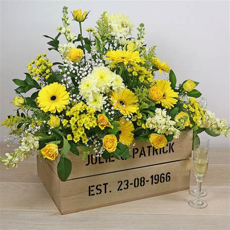 personalised crate golden wedding anniversary  plantabox