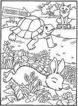 Tortoise Hare Coloring Pages Fables Aesop Book Color Children Kids Stories Short Turtle Printable Dover Publications Doverpublications Books Sheets Loved sketch template
