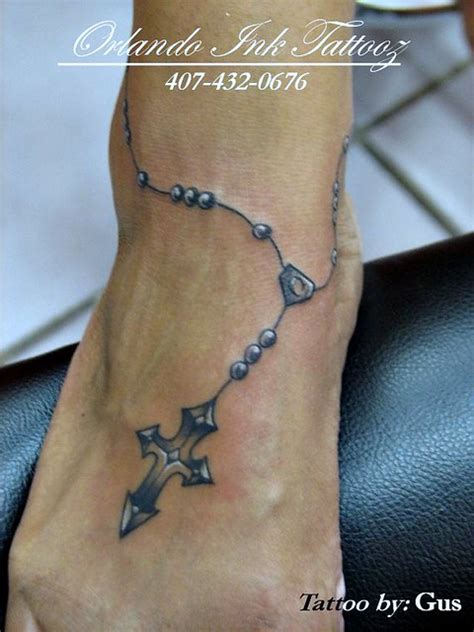 rosary tattoo foot total free hand rosary every beed