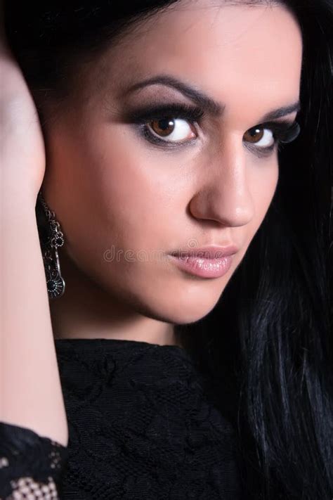 beautiful girl  black hair portrait stock image image  face model