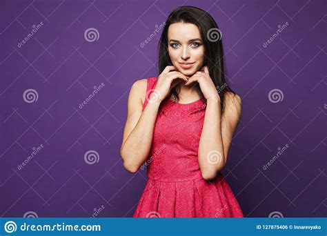 Beautiful And Fashionable Brunette Model Girl With Bright