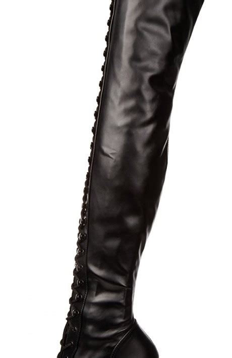 Pleaser Delight 3023pu Platform Lace Up Stretch Thigh