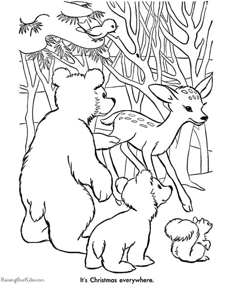 printable christmas coloring pages animals