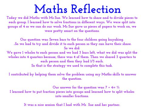 hereani  tamaki primary school  wonderful maths reflection