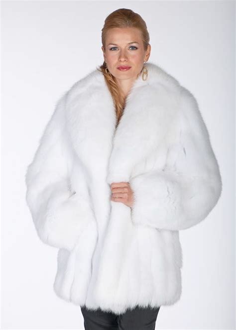 white fox fur jacket shawl collar madison avenue mall