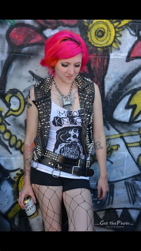 pink hair punk girl outfit