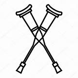Crutches Muletas Icono Forearm Contorno Vectorified sketch template