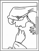 Communion Coloring Receiving Girl Holy First Pages Tongue Catholic Printables Saintanneshelper sketch template