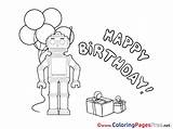 Birthday Robot Happy Colouring Children Coloring Pages Sheet Title sketch template