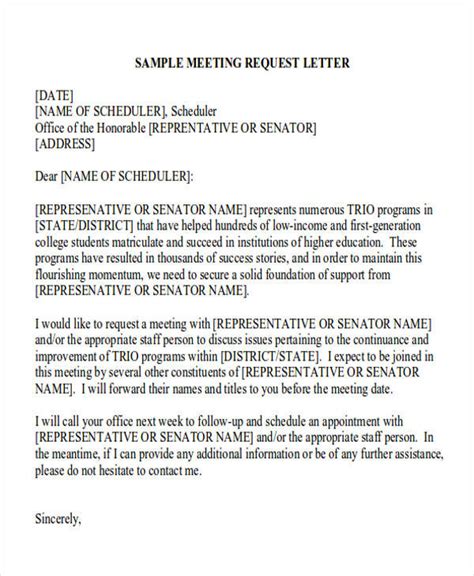 sample letter   meeting