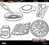 Ilustracion Oggetti Objets Alimentaires Restaurante sketch template