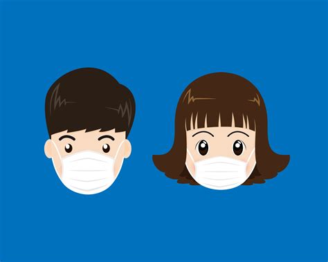people face wearing  medical mask isolated  blue background vector