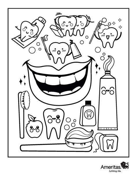 dentist coloring book page dental kids dental health activities