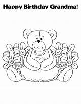 Grandma Birthday Coloring Happy Pages Printable Cards Color Bear Kids Grandparents Disney sketch template