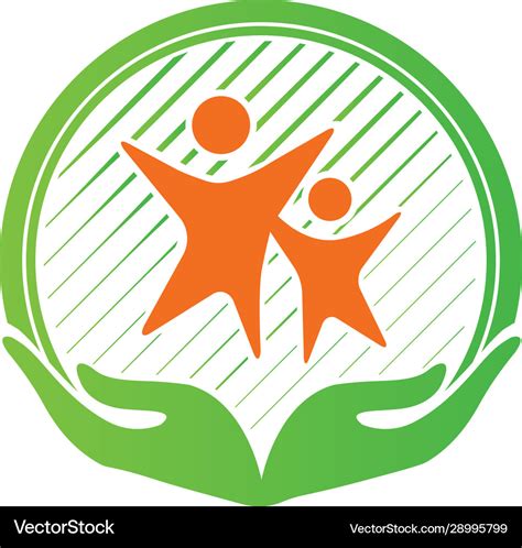child care center logo design hands holding kids vector image