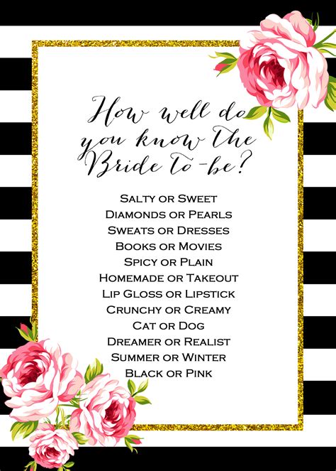 bridal shower games template
