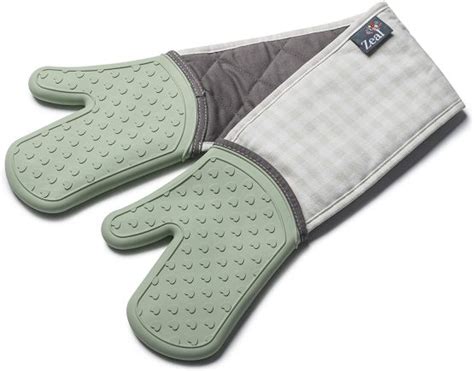zeal silicone heavy duty double oven gloves mitts sage green  cm