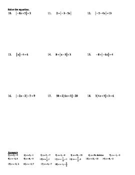 holt algebra  solving absolute  equations worksheet