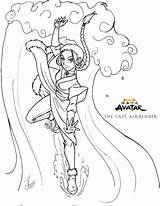 Avatar Katara Korra Airbender Atla Kleurplaten Aang Bender Kleurplaat Lineart Uitprinten Downloaden sketch template