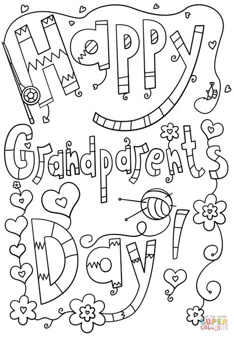 happy grandparents day doodle coloring page  printable coloring pages