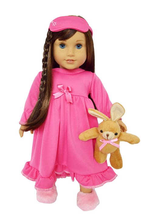 Pink Nightgown With Bunny For American Girl Dolls 18 Inch Doll Clothes