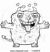 Outlined Devil Ugly Loving Clipart Cartoon Thoman Cory Coloring Vector sketch template