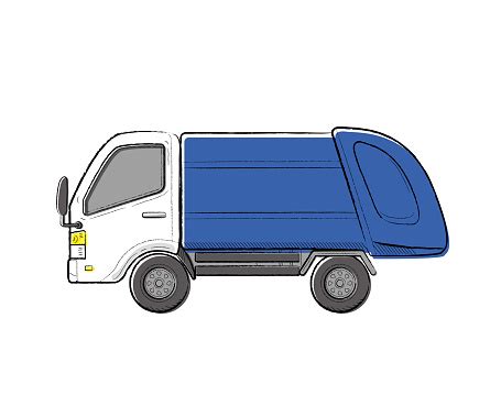 working car garbage truck handdrawn vector illustration stock illustration  image