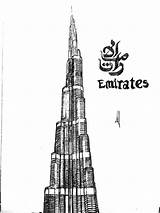 Khalifa Burj Pencil sketch template