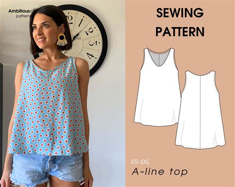comfortable top sleeveless    sewing pattern instant etsy