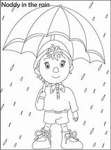 Noddy Coloring Pages Printable Kids Rain Color Cbeebies Cartoon Painting Drawing Umbrella Print Colouring Toyland Others Templates Clipart Detective Studyvillage sketch template