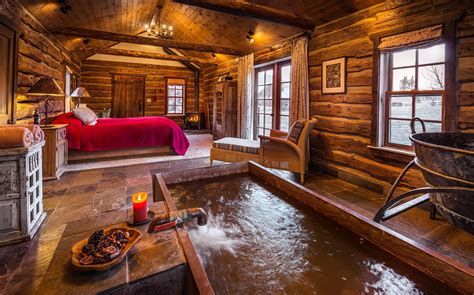 The Interior Of Well House Cabin With Private Indoor Hot Spring Tub