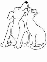 Coloring Cat Pages Dog Cats Dogs Kids Animals Printable Print Puppies Lovers Book Easily Library Clipart sketch template